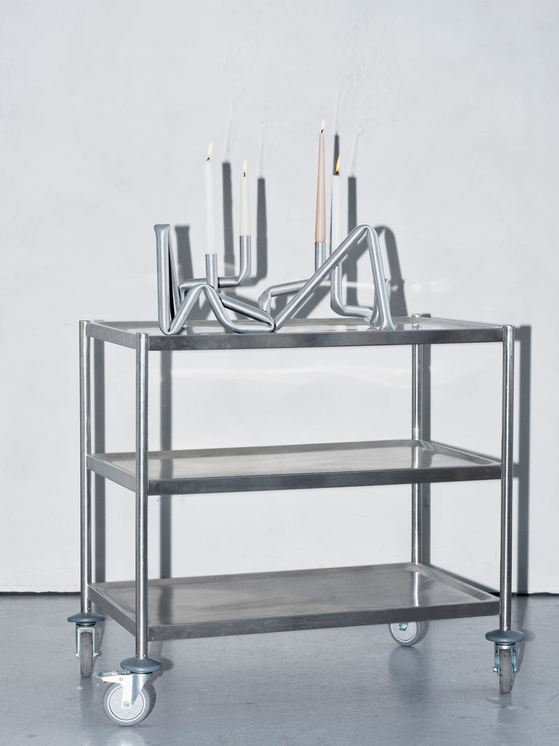 Lysestage børstet aluminium