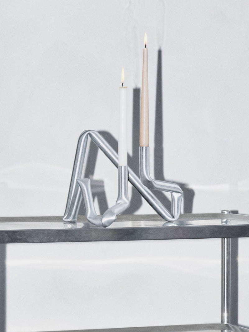 Lysestage børstet aluminium