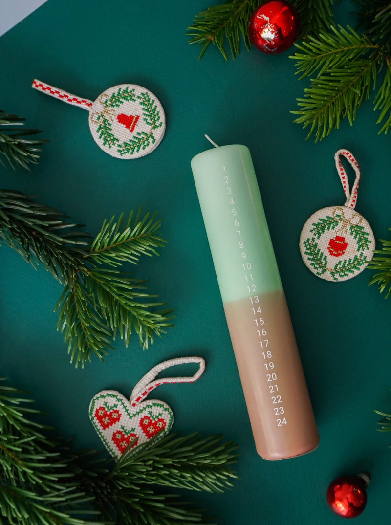 Kalenderlys Mint & Beige